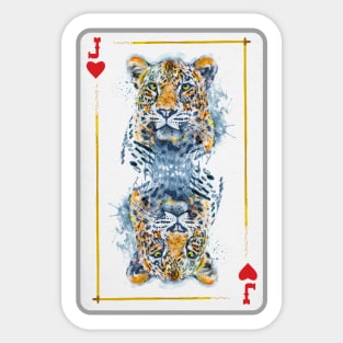 Leopard Head Jack Of Hearts Playing Card Sticker